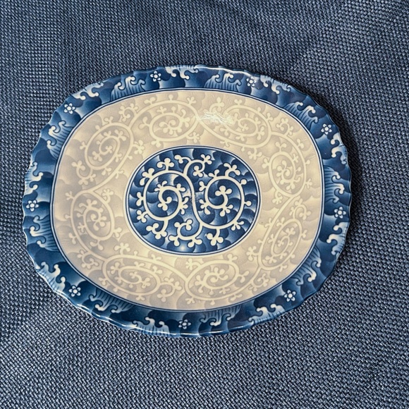 Seokchon Loko Sweet Porcelain Oval Bowls 28591 Blue & Gray 6.5" x 5.5” Set of 2 - Picture 6 of 10